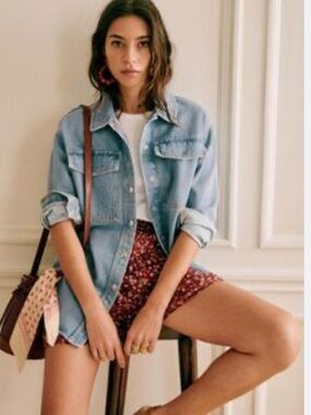 Sezane Light Blue Denim Shacket